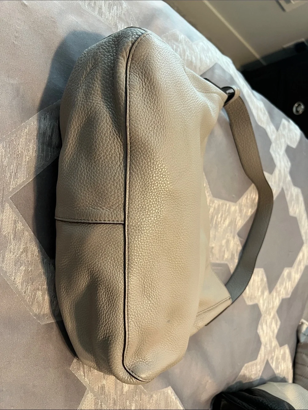 Michael Kors Pebbled Leather Shoulder Hobo in Taupe Gray
